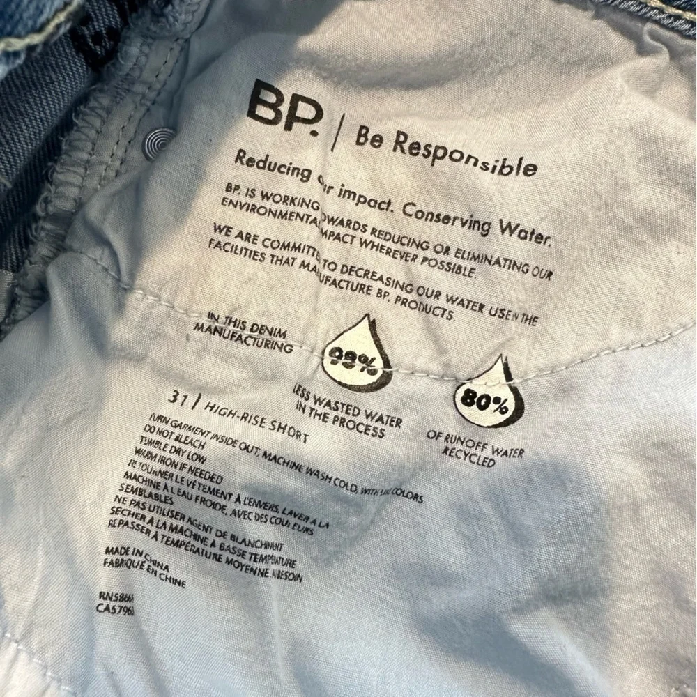 EU BP Smiley Embroidered High Rise Denim Mom Shorts